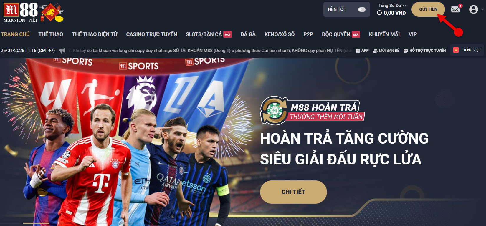 buoc 1: dang nhap tai khoan m88