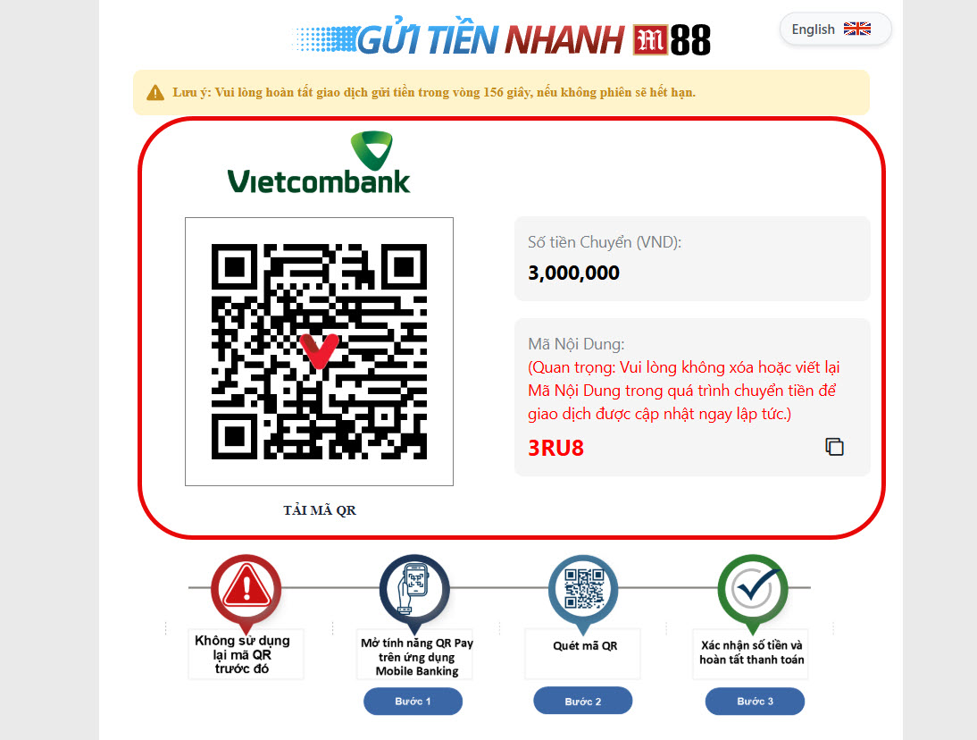 buoc 4: chuyen khoan toi m88